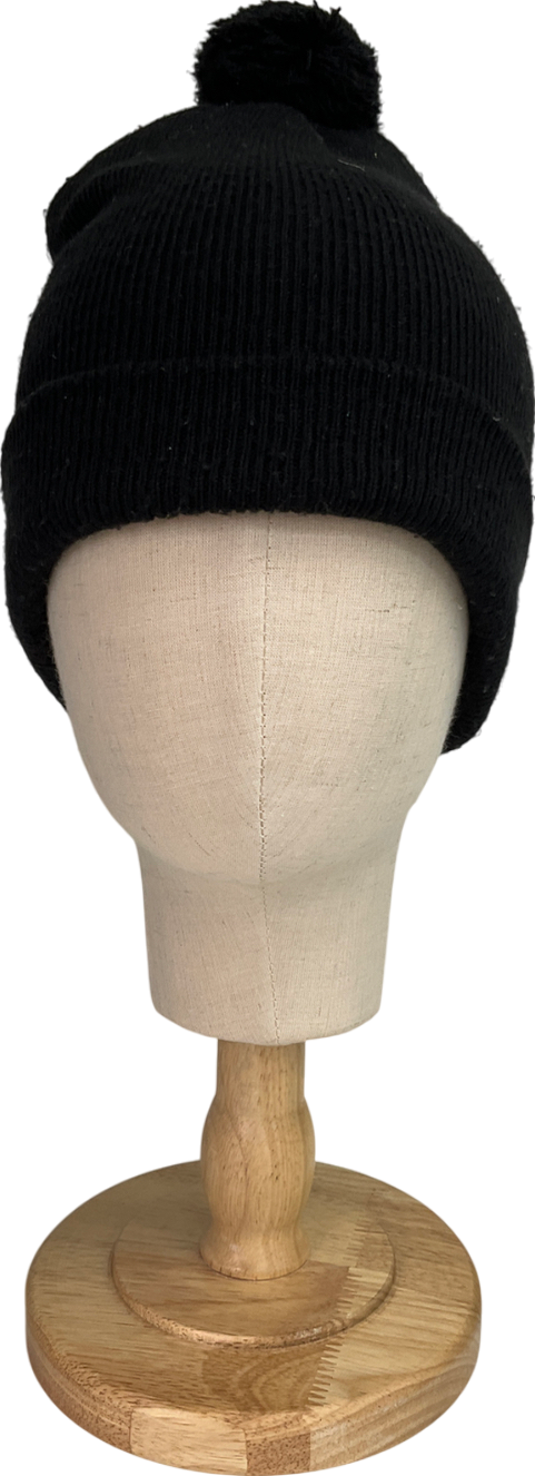Tuque Black Pom Pom Knit Hat One Size