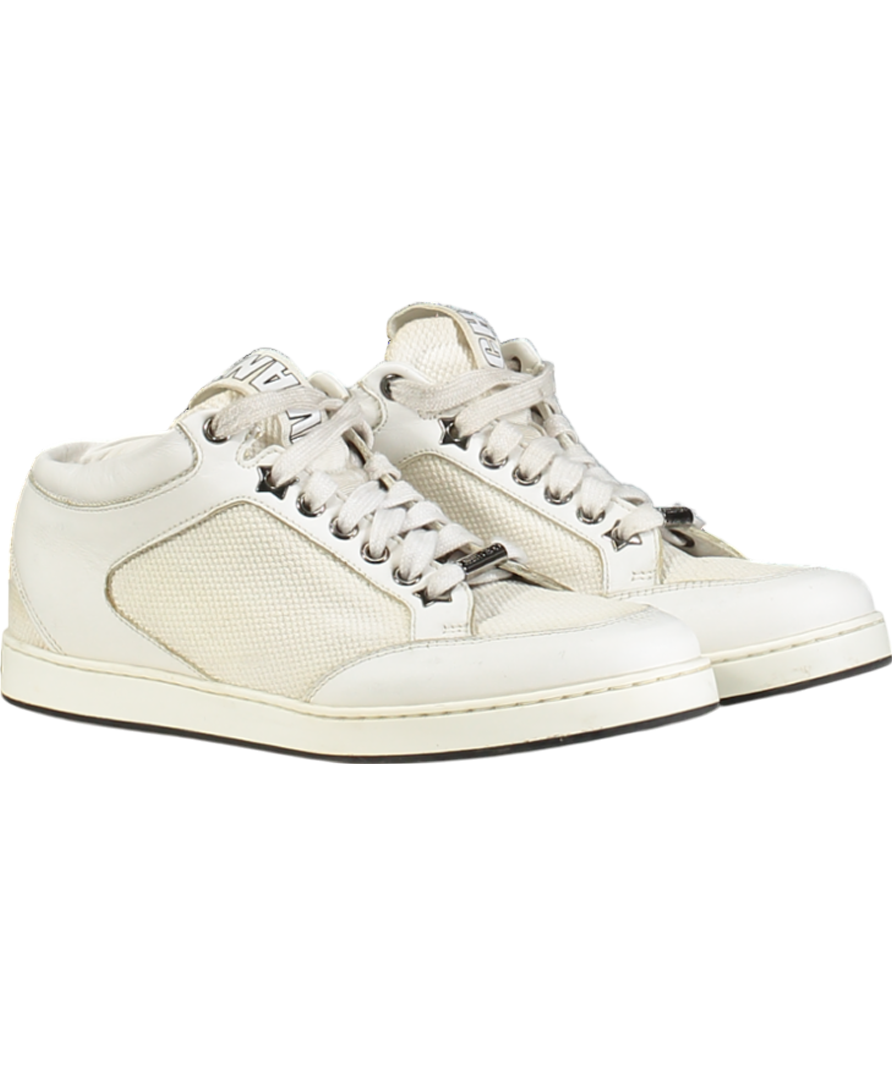Jimmy Choo Miami White Leather Logo Tag Trainers UK 3 EU 36 👠