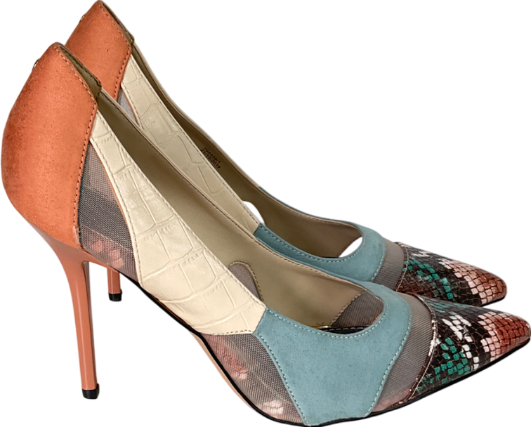 River Island Multicoloured Panel Heeled Court Heels UK 7 EU 40 👠