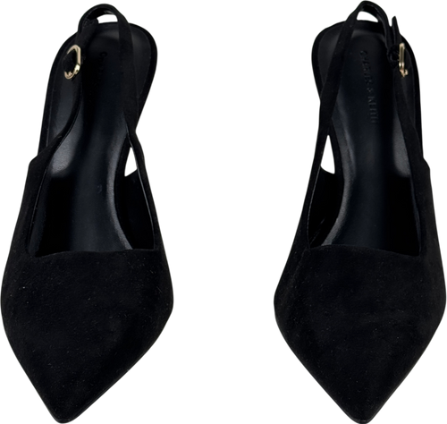 CHARLES & KEITH Faux Suede Sculptural-heel Pointed Pumps - Black UK 7 EU 40