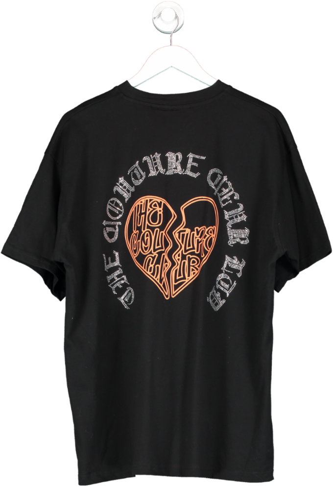 The Couture Club Black Rhinestone Graphic T Shirt UK M
