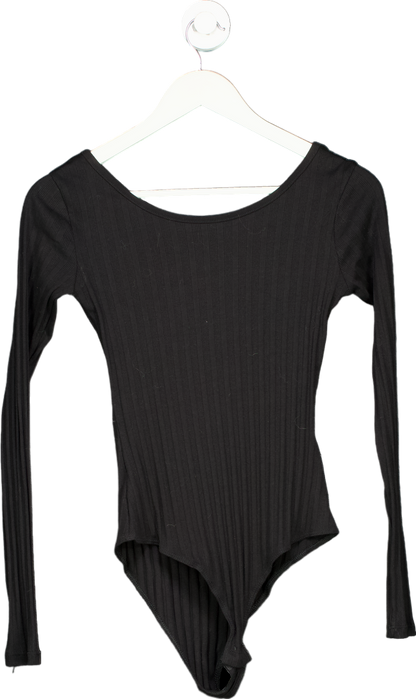 H&M Black Ribbed Long Sleeve Bodysuit UK S