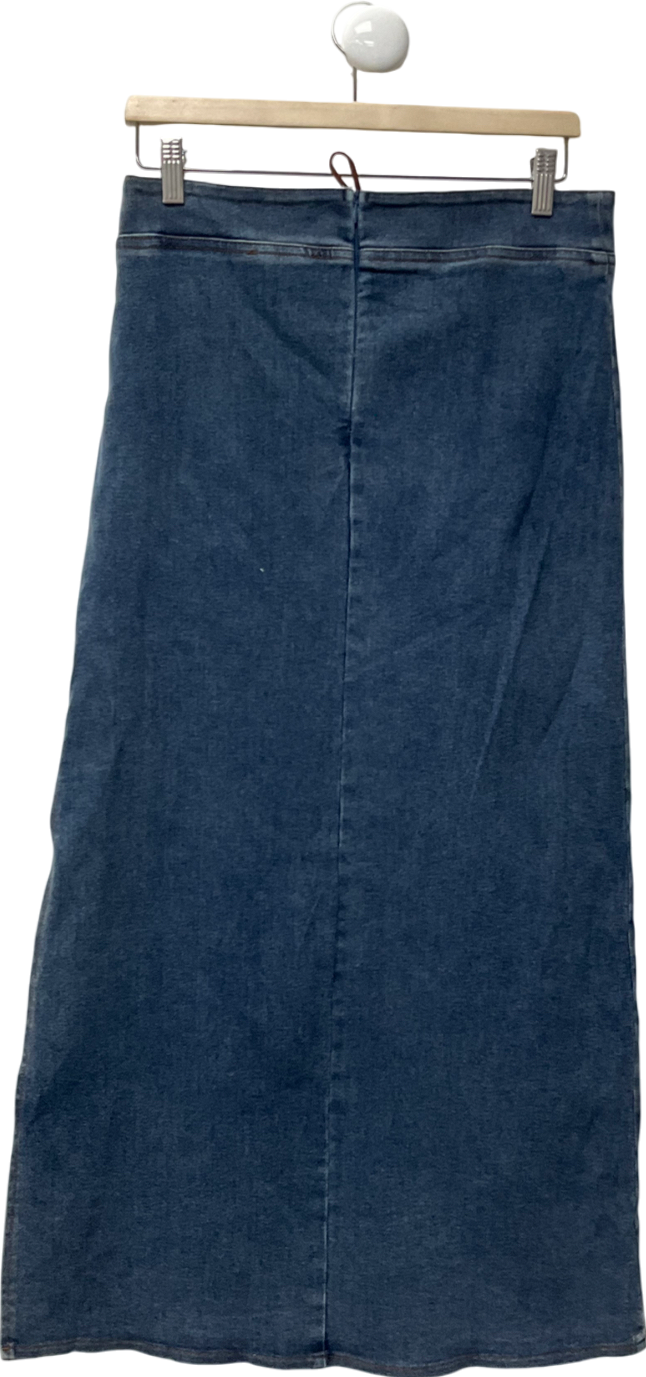 Motelrocks Lafille Denim Maxi Skirt In Blue Wash UK M