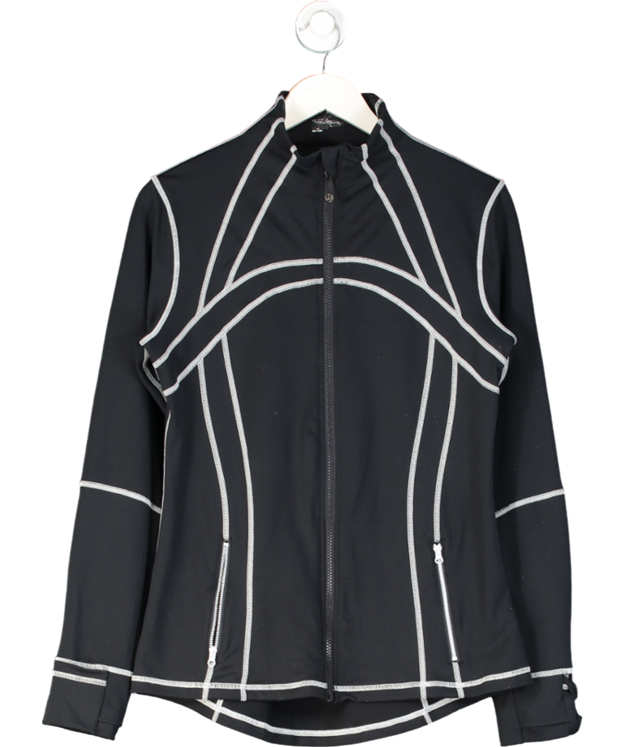 Black Zip Through Jacket With Contrast Piping UK XL