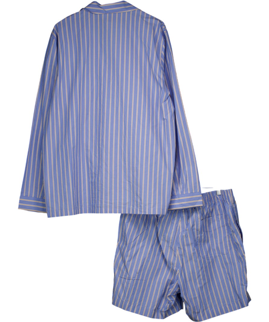 Arket 2-piece Blue Striped Poplin Pyjama Shirt And Shorts Set UK L