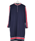 Blue High Neck Half Zip Striped Jumper Dress UK XXL