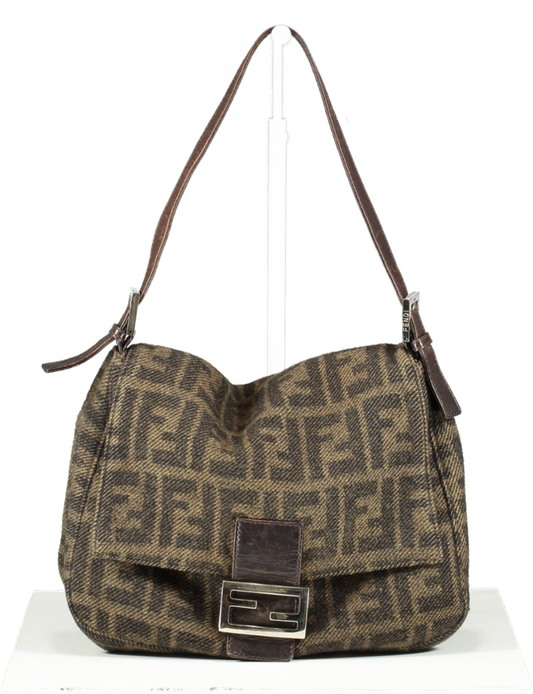 Fendi Brown Zucca Monogram Mama Baguette Shoulder Bag One Size