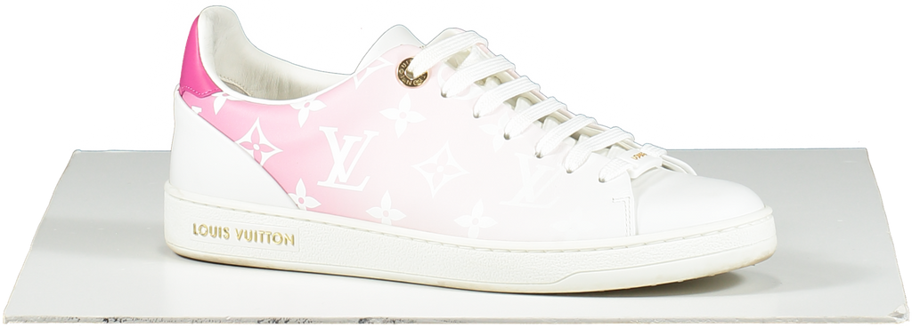 Louis Vuitton Pink/White Front Row LV Monogram logo Leather Trainers UK 3.5 EU 36.5 👠