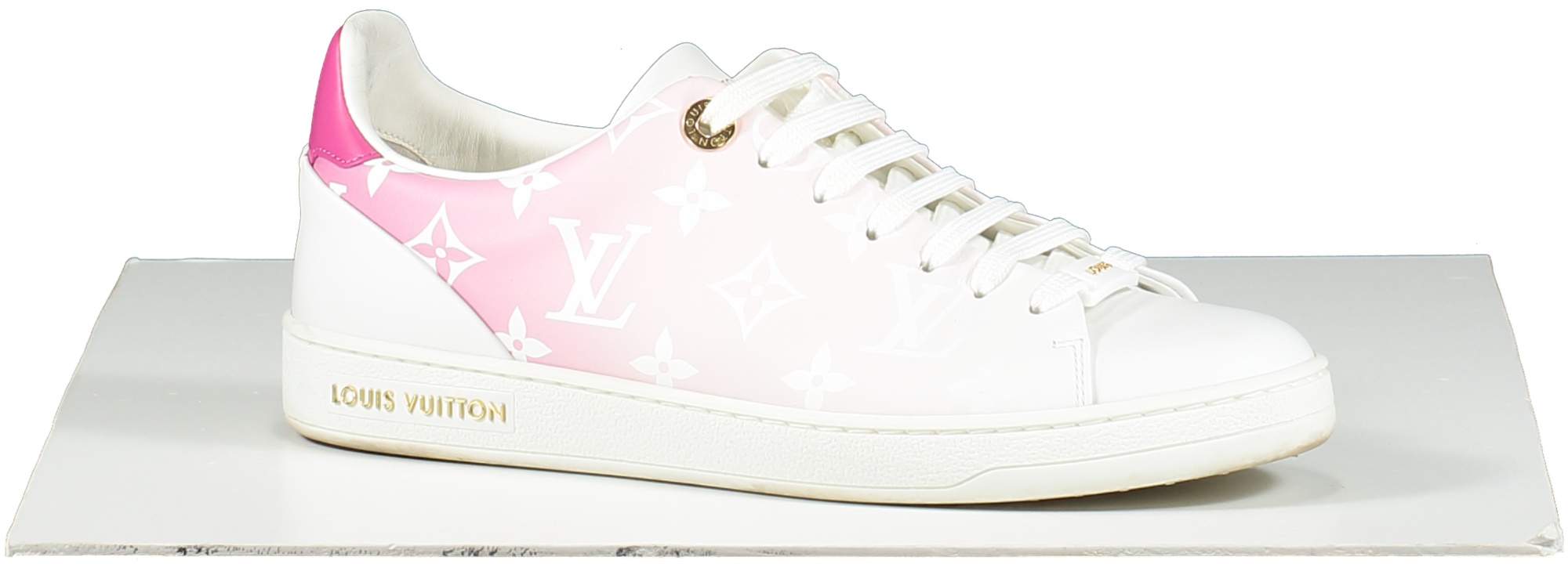 Louis Vuitton Pink/White Front Row LV Monogram logo Leather Trainers UK 3.5 EU 36.5 👠