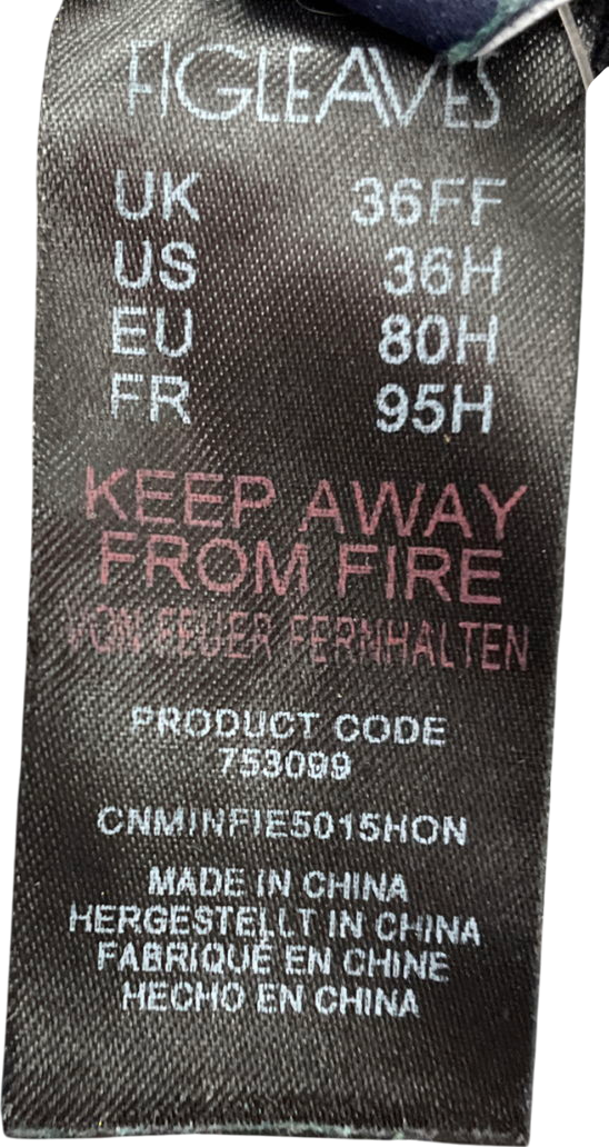 Figleaves Black Pimlico Non Padded Underwired Balcony Bra UK 36FF