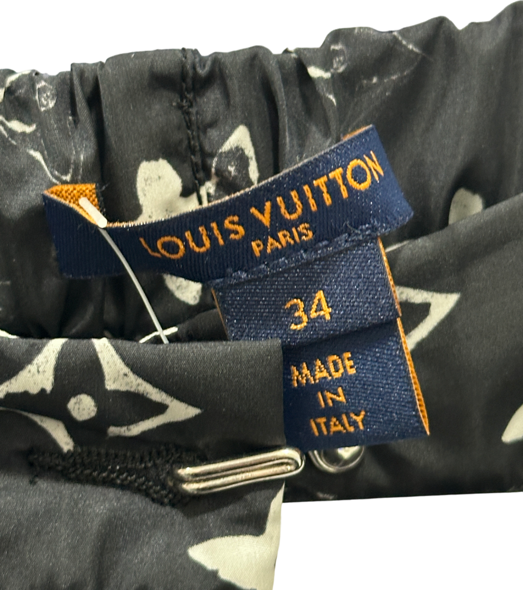 Louis Vuitton Black Monogram Logo Track Pants FR 34 UK 6