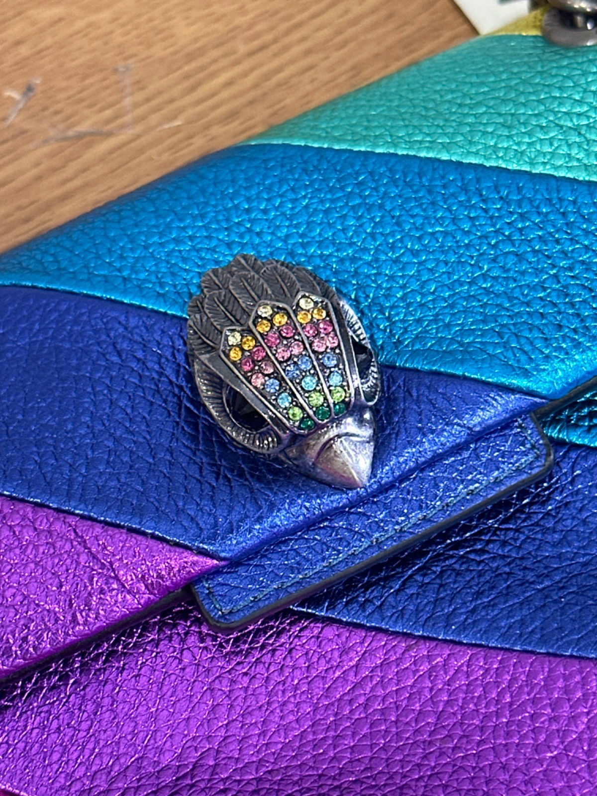 Kurt Geiger Multicoloured Metallic Rainbow Leather Kensington Bag