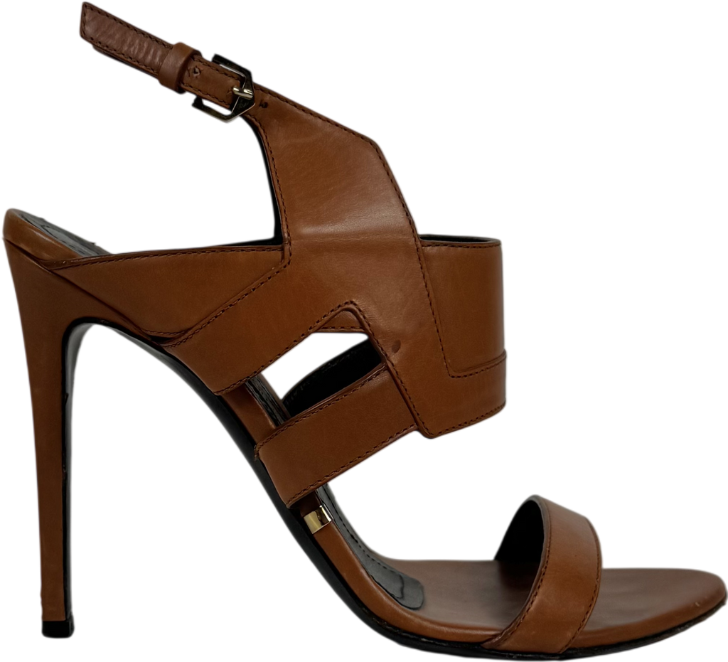 Gianmarco Lorenzi Beige Tan Strappy Stiletto Heels With Buckle Ankle Strap UK 5 EU 38 👠