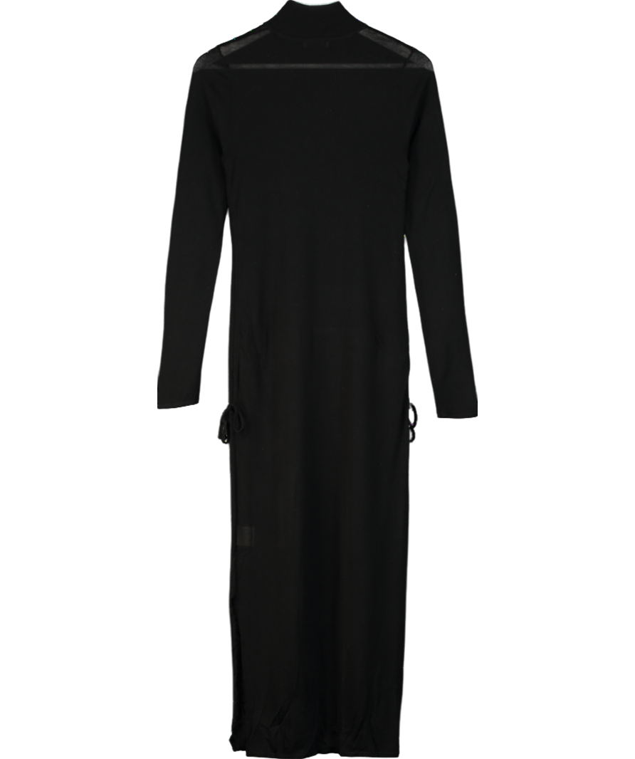 St Agni Black Sheer Ruched Dress UK M