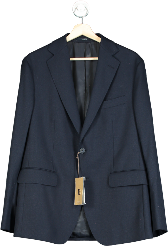 Boggi Milano Blue Navy 4ply 100% Wool Blazer Sz50 UK L/XL