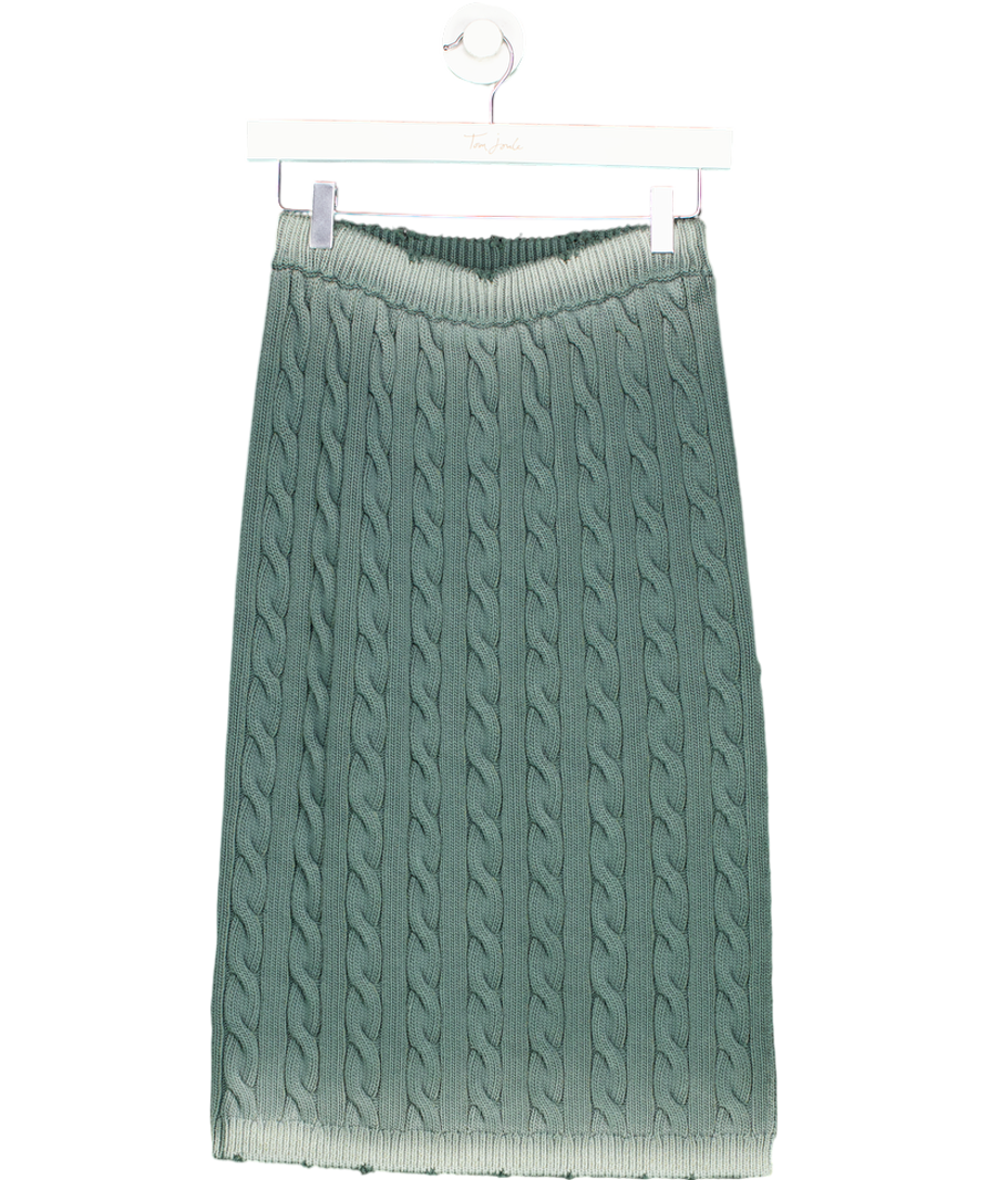 MIU MIU Green Cable-knit Distressed Midi Skirt - Size 36 UK XXS