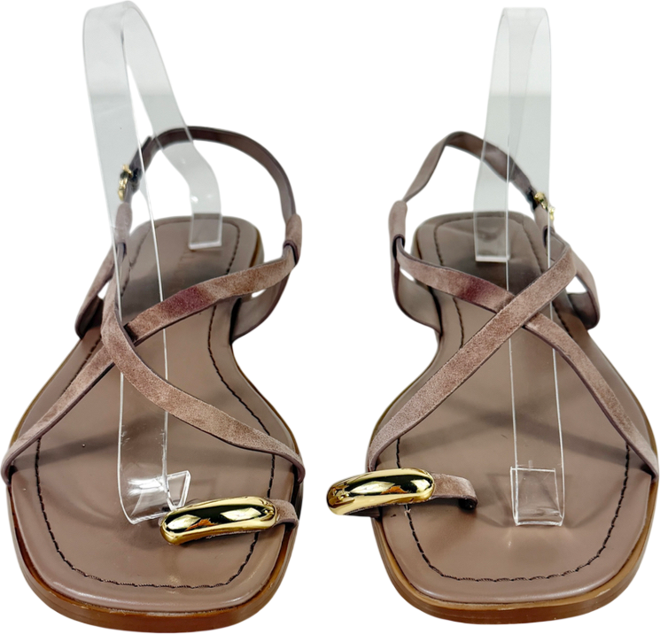 TALBOTS Brown Gena Ring Suede Sandal Color Branch UK 7.5 EU 40.5