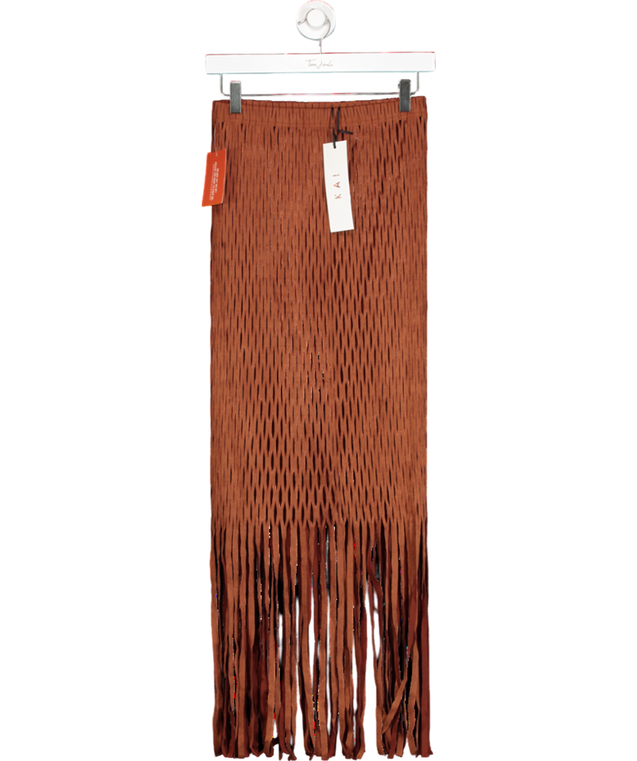 kai Faux Suede Laser Cut Skirt - Brown UK S