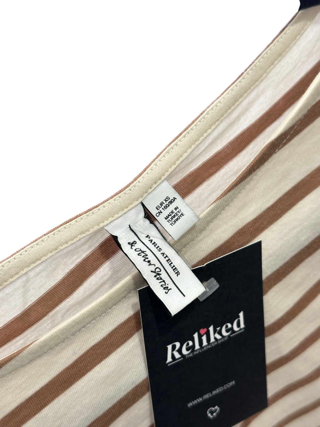 & Other Stories Cream Breton Stripe Top UK XS