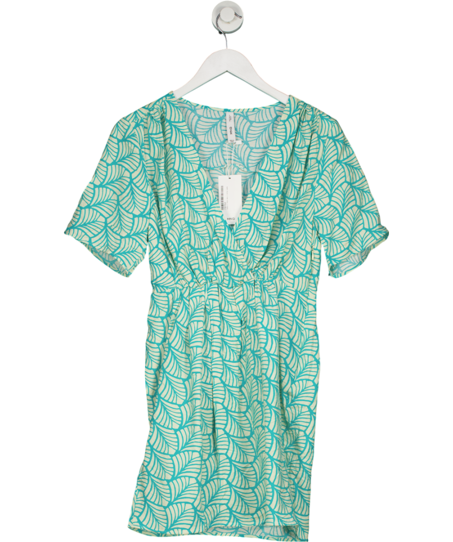 MANGO Green Short Printed Wrap Dress UK 8