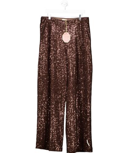 Monsoon X Sarah Corbett-winder Wide Leg Sequin Trousers Bronze UK 18