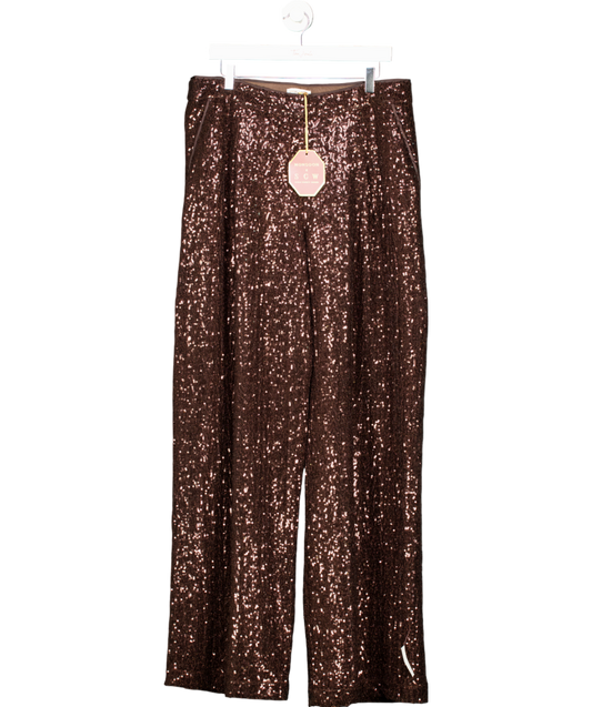 Monsoon X Sarah Corbett-winder Wide Leg Sequin Trousers Bronze UK 18