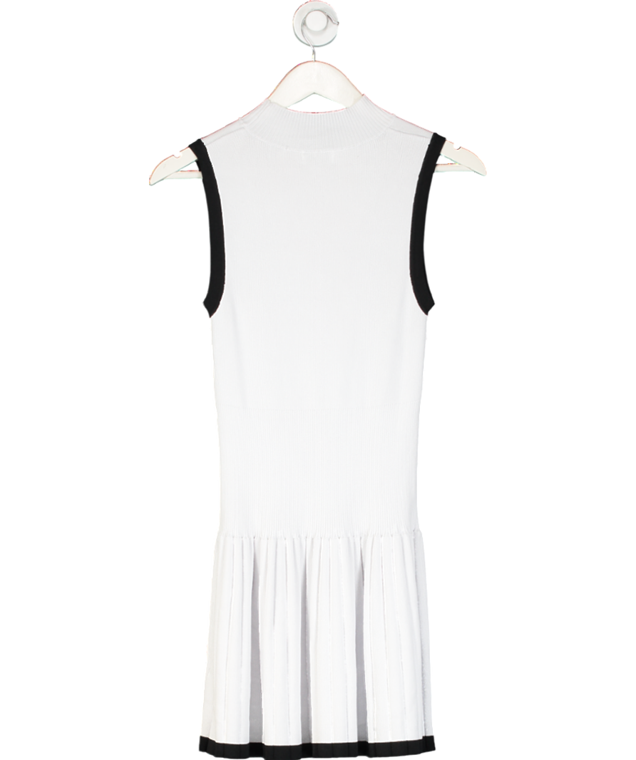 LOUNGE White Knitted High Neck Pleated Dress UK S
