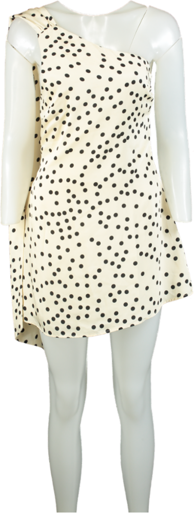 Meshki Cream One-Shoulder Polka Dot Mini Dress XS