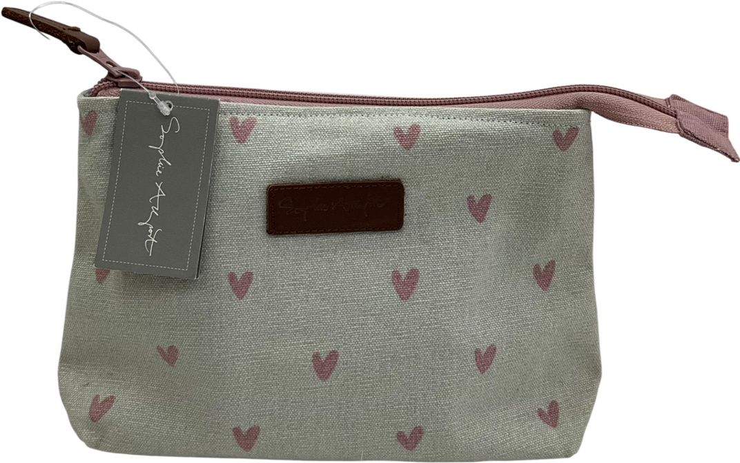 Sophie Allport Beige Heart Canvas Makeup Bag Small One Size