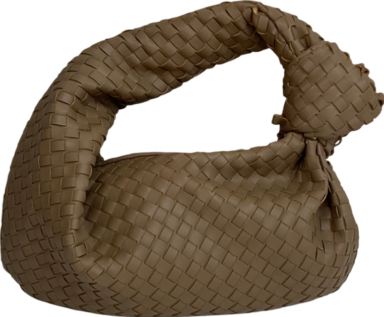 boohoo Brown Woven Knot Handle Bag