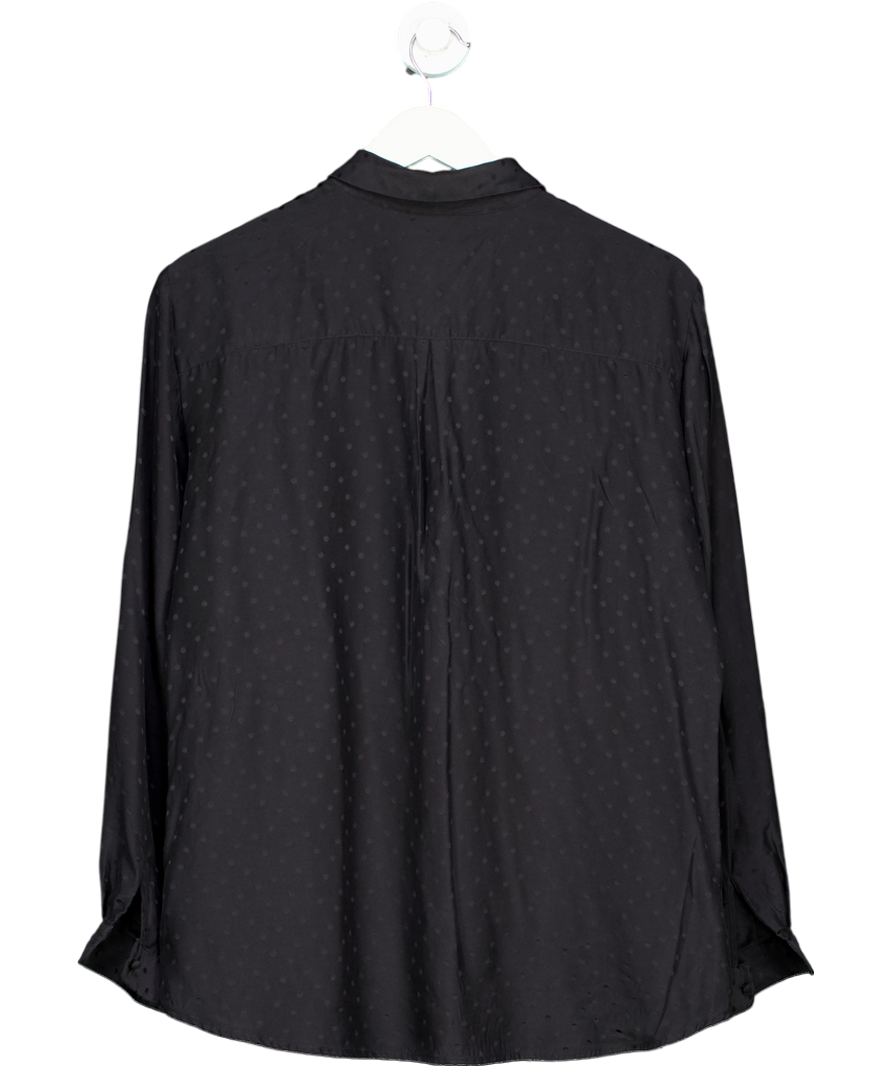 Sezane Black Silk Polka-dot Button Blouse UK XL