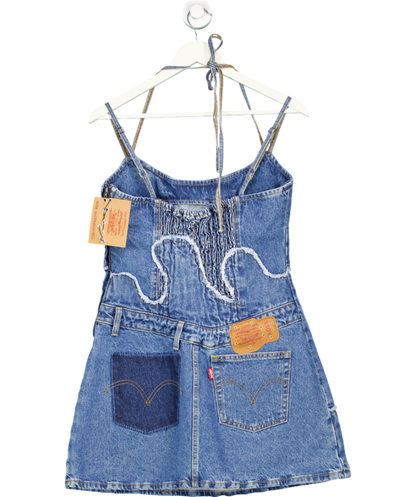 levis Blue Denim Mini Dress 100% Cotton UK L