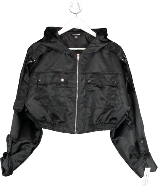 PrettyLittleThing Black Cropped Jacket UK 8