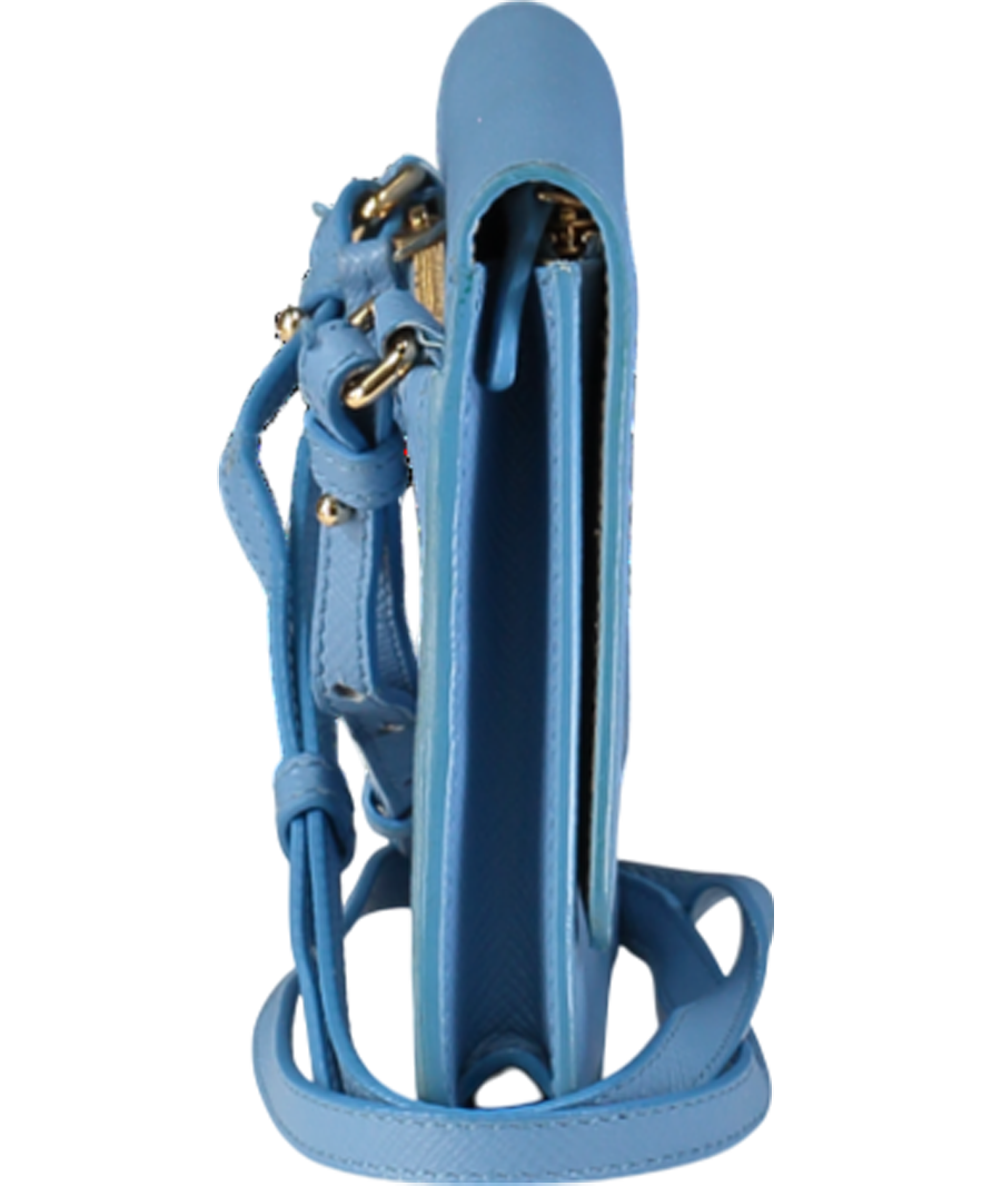 Smythson Light Blue Cross Grain Leather Crossbody Bag