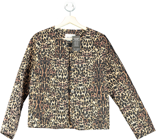 Wyse Brown Quilted Leopard Print Jacket UK 8