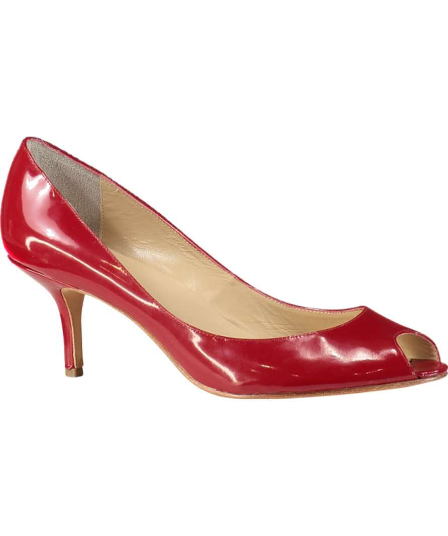 LK Bennett Red Patent Peep Toe Heeled Pumps UK 9 EU 42 👠