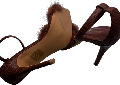 Fashion Nova Brown Fluffy Heel UK 7 EU 40 👠