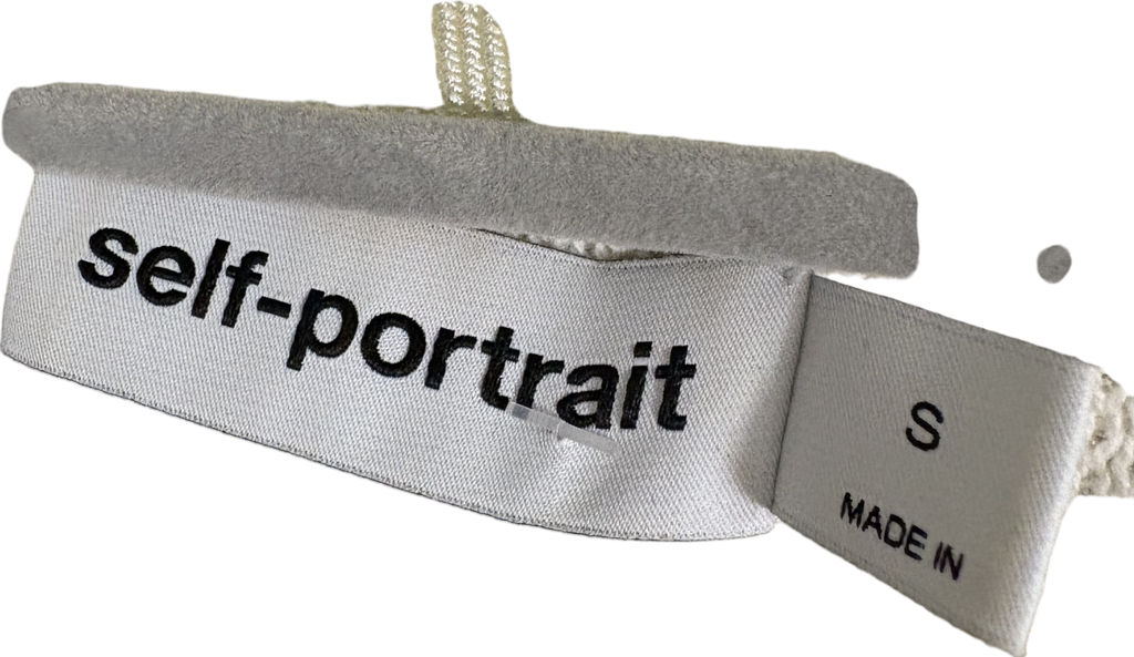 Self-Portrait Cream Short Sleeve Pleated Dress S