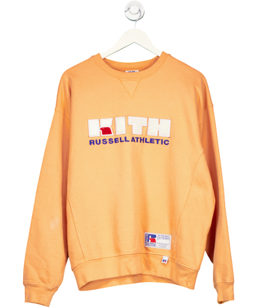 Kith x Russell Athletic Orange Varsity Logo Crewneck Sweatshirt UK S