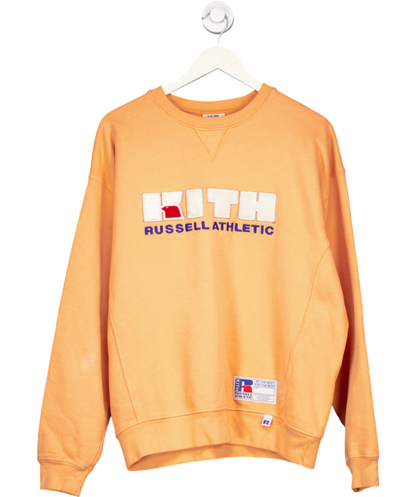 Kith x Russell Athletic Orange Varsity Logo Crewneck Sweatshirt UK S