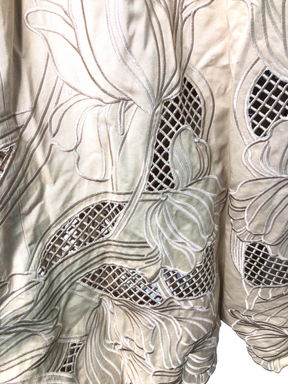 Karen Millen Beige Tailored Cutwork Embroidered Belted Trench Coat UK 6