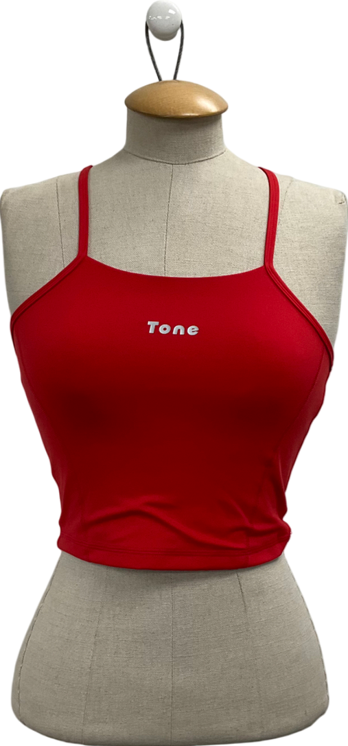 Tone Red Racer Back Crop Top UK S