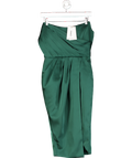 Lavish Alice Green Pleated Satin Strapless Midi Dress UK 10
