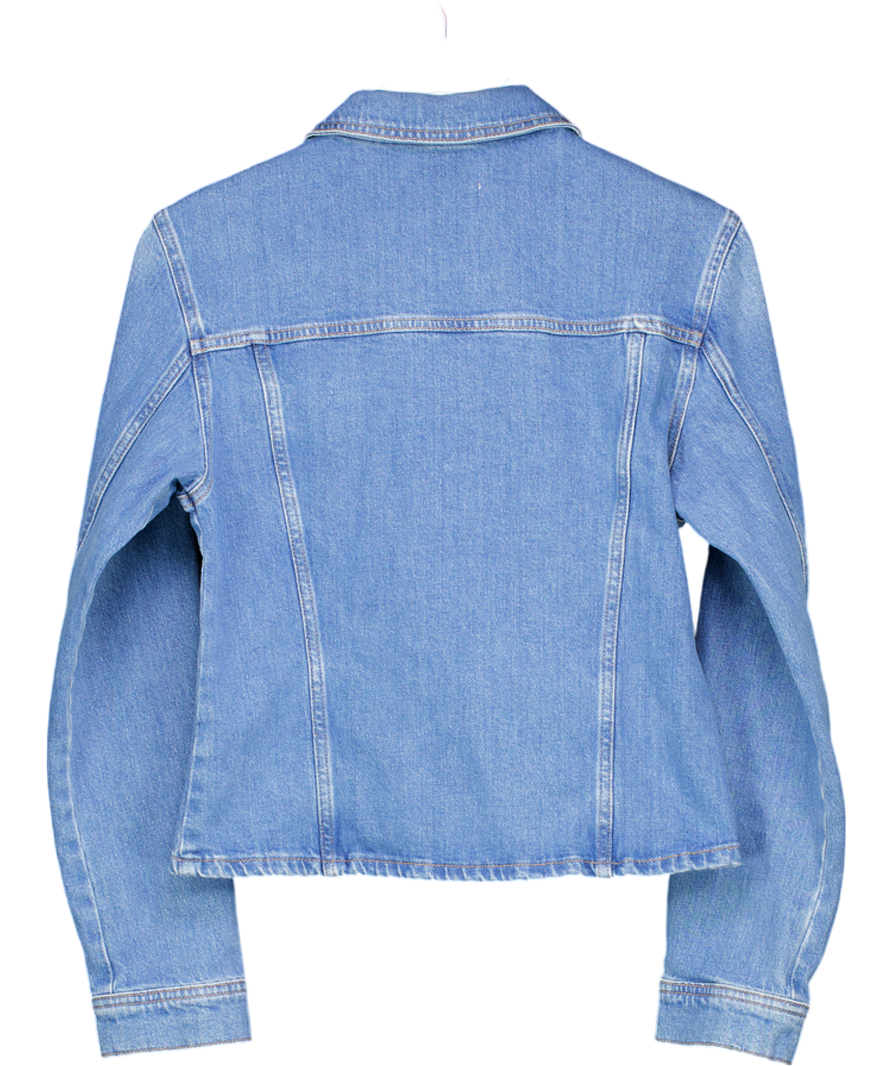 NA-KD Blue Long Sleeve Fitted Denim Shirt UK 6