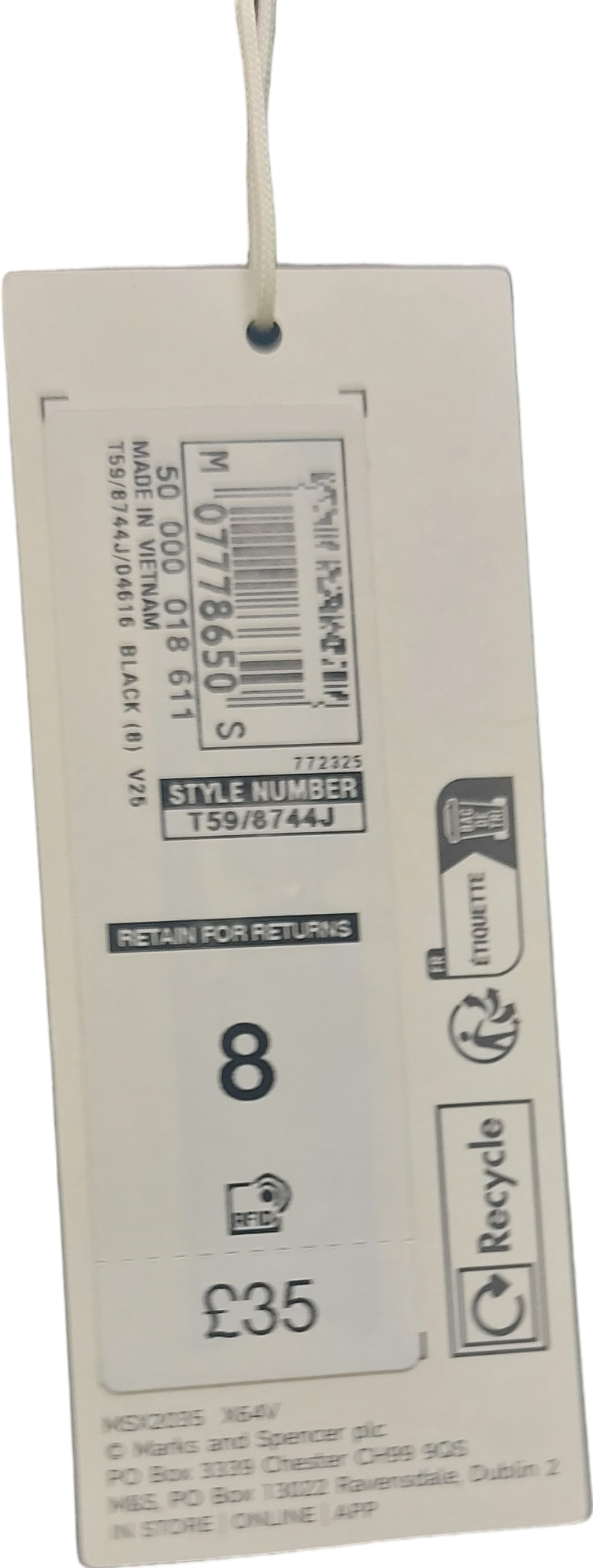 M&S Black Tailored Waistcoat UK 8