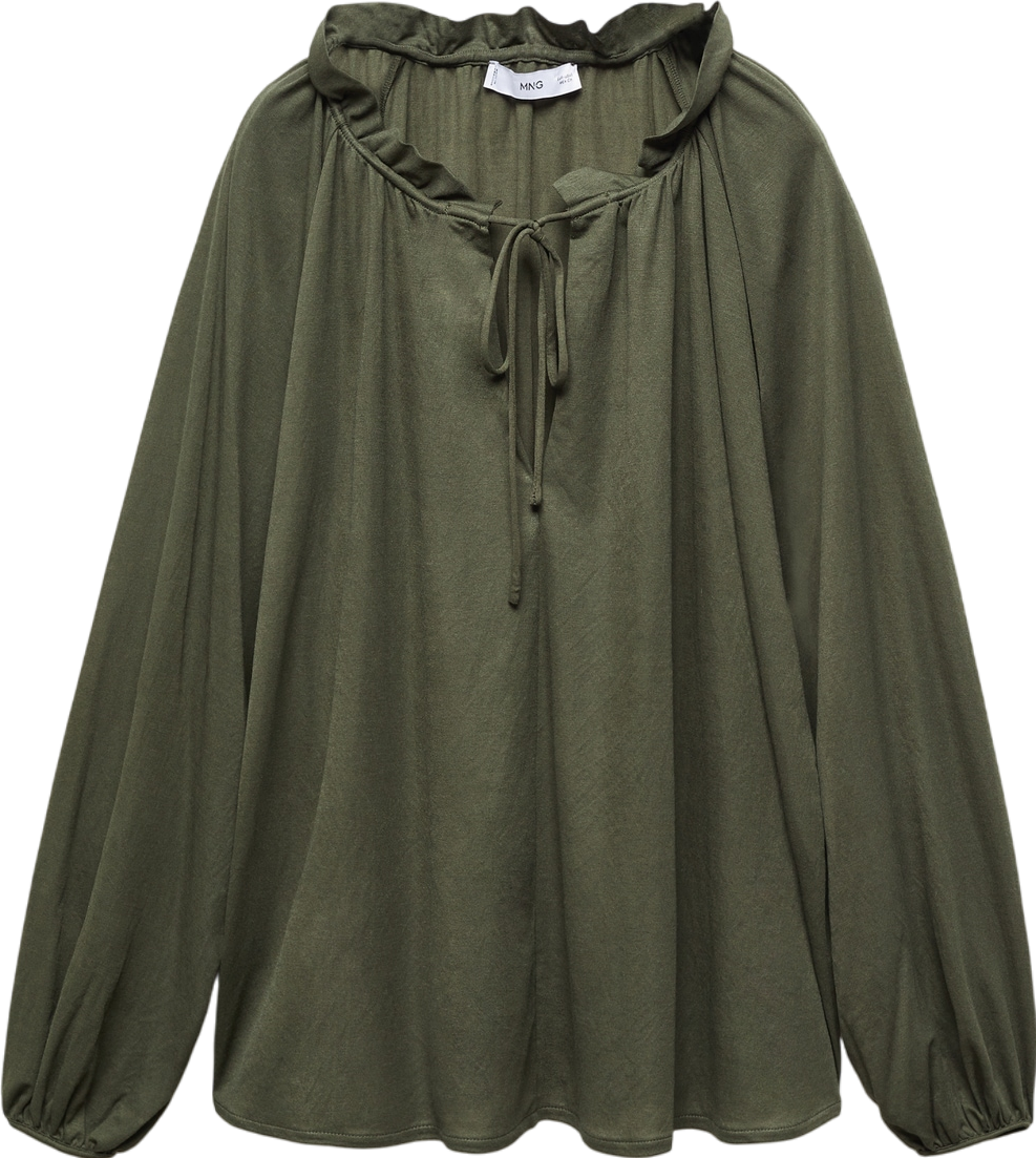 MANGO Green Puffed Sleeves Blouse UK S