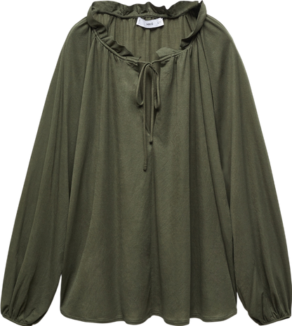 MANGO Green Puffed Sleeves Blouse UK S