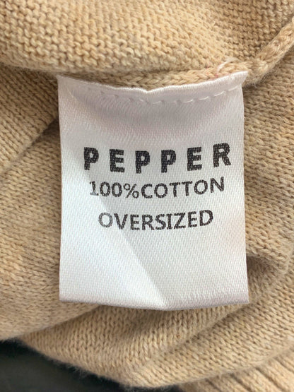 Pepper Beige Oversized Cotton Jumper One Size