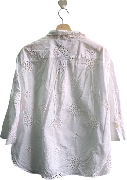 Zara White Eyelet Embroidered Shirt EU L