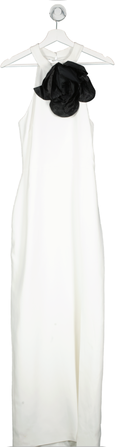 Karen Millen White Compact Viscose Corsage Detail Tailored Halterneck Midaxi Dress UK 10